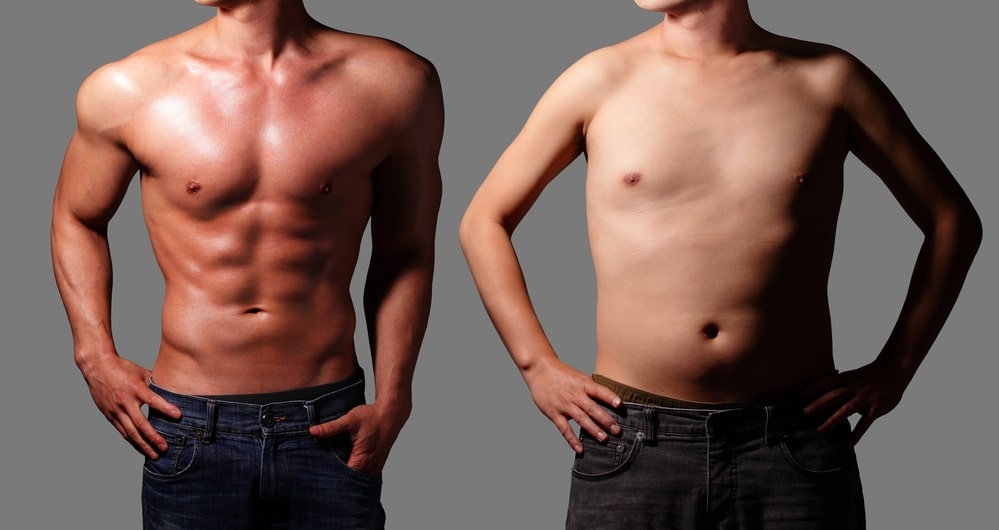 脂肪が減って筋肉質になった男性