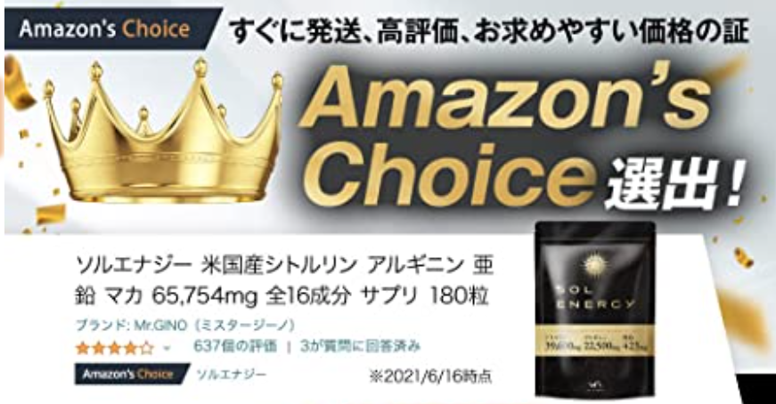 ソルエナジー　Amazon's Choice選出